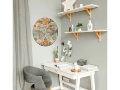 Banjado Magnettafel Rund Größe 47cm Magnetwand Schwarz Aus Metall Magnetpinnwand Pinnwand Motiv Historische Weltkarte