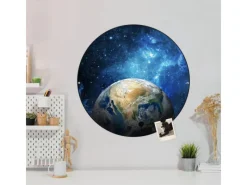 Banjado Magnettafel Rund Größe 47cm Magnetwand Schwarz Aus Metall Magnetpinnwand Pinnwand Motiv Erdkugel