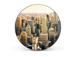 Banjado Pinnwände^Magnettafel Rund Größe 47cm Magnetwand Schwarz Aus Metall Magnetpinnwand Pinnwand Motiv New York City