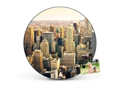 Banjado Pinnwände^Magnettafel Rund Größe 47cm Magnetwand Schwarz Aus Metall Magnetpinnwand Pinnwand Motiv New York City