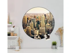 Banjado Pinnwände^Magnettafel Rund Größe 47cm Magnetwand Schwarz Aus Metall Magnetpinnwand Pinnwand Motiv New York City