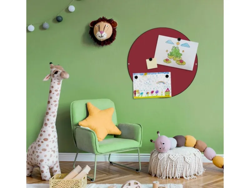 Banjado Magnettafel Rund Größe 47cm Magnetwand Schwarz Aus Metall Magnetpinnwand Pinnwand Motiv Burgund