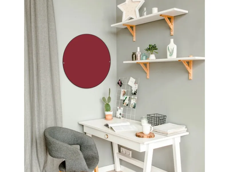 Banjado Magnettafel Rund Größe 47cm Magnetwand Schwarz Aus Metall Magnetpinnwand Pinnwand Motiv Burgund