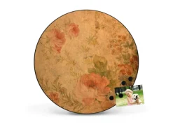 Banjado Pinnwände^Magnettafel Rund Größe 47cm Magnetwand Schwarz Aus Metall Magnetpinnwand Pinnwand Motiv Blumen Antik