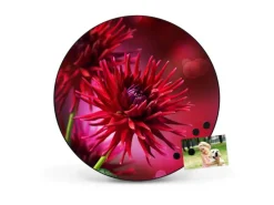 Banjado Magnettafel Rund Größe 47cm Magnetwand Schwarz Aus Metall Magnetpinnwand Pinnwand Motiv Rote Dahlien