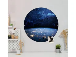 Banjado Magnettafel Rund Größe 47cm Magnetwand Schwarz Aus Metall Magnetpinnwand Pinnwand Motiv Galaxie