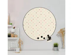 Banjado Wanddekoration|Pinnwände^Magnettafel Rund Größe 47cm Magnetwand Schwarz Aus Metall Magnetpinnwand Pinnwand Motiv Herzen Bunt