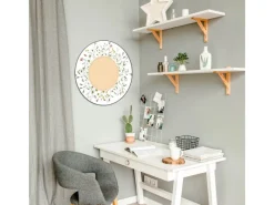 Banjado Pinnwände^Magnettafel Rund Größe 47cm Magnetwand Schwarz Aus Metall Magnetpinnwand Pinnwand Motiv Hibiskus Kreis