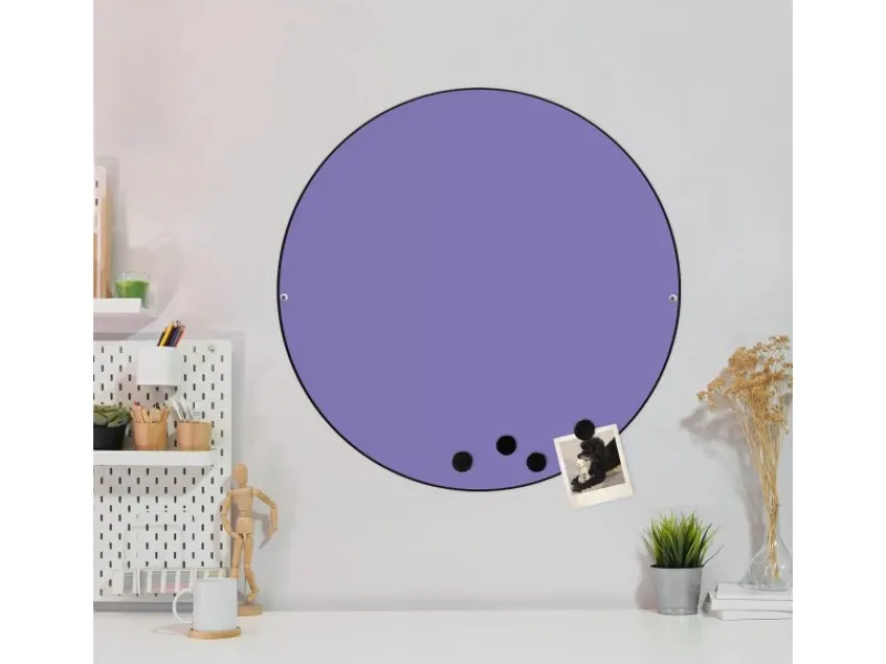 Banjado Pinnwände^Magnettafel Rund Größe 47cm Magnetwand Schwarz Aus Metall Magnetpinnwand Pinnwand Motiv Lavendel