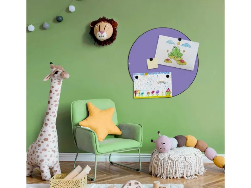 Banjado Pinnwände^Magnettafel Rund Größe 47cm Magnetwand Schwarz Aus Metall Magnetpinnwand Pinnwand Motiv Lavendel