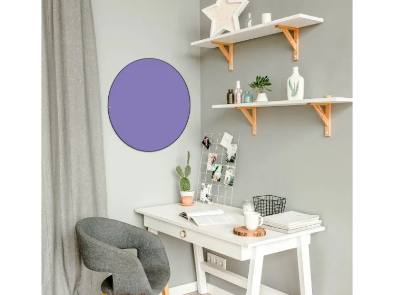 Banjado Pinnwände^Magnettafel Rund Größe 47cm Magnetwand Schwarz Aus Metall Magnetpinnwand Pinnwand Motiv Lavendel