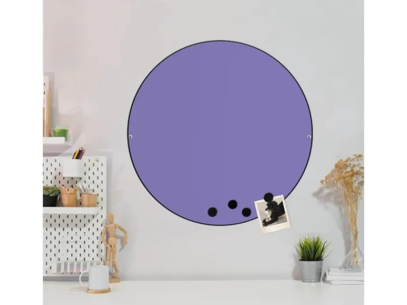 Banjado Pinnwände^Magnettafel Rund Größe 47cm Magnetwand Schwarz Aus Metall Magnetpinnwand Pinnwand Motiv Lavendel