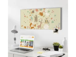 Banjado Pinnwände^Magnettafel 78x37cm Magnetwand Silber Aus Metall Magnetpinnwand Pinnwand Inkl. 4 Magnete Motiv Waldtiere