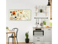 Banjado Pinnwände^Magnettafel 78x37cm Magnetwand Silber Aus Metall Magnetpinnwand Pinnwand Inkl. 4 Magnete Motiv Waldtiere