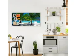 Banjado Pinnwände^Magnettafel 78x37cm Magnetwand Silber Aus Metall Magnetpinnwand Pinnwand Inkl. 4 Magnete Motiv Strand