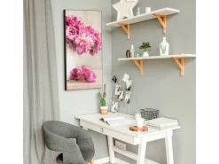 Banjado Pinnwände^Magnettafel 37x78cm Magnetwand Schwarz Aus Metall Magnetpinnwand Pinnwand Inkl. 4 Magnete Motiv Pfingstrose