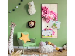 Banjado Pinnwände^Magnettafel 37x78cm Magnetwand Schwarz Aus Metall Magnetpinnwand Pinnwand Inkl. 4 Magnete Motiv Pfingstrose