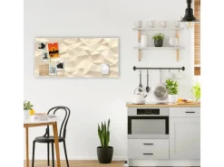 Banjado Pinnwände^Magnettafel 78x37cm Magnetwand Weiß Aus Metall Magnetpinnwand Pinnwand Inkl. 4 Magnete Motiv Steinwand 2