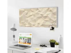 Banjado Pinnwände^Magnettafel 78x37cm Magnetwand Weiß Aus Metall Magnetpinnwand Pinnwand Inkl. 4 Magnete Motiv Steinwand 2