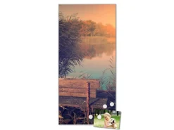 Banjado Magnettafel 37x78cm Magnetwand Silber Aus Metall Magnetpinnwand Pinnwand Inkl. 4 Magnete Motiv Bank Am See
