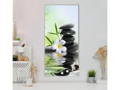 Banjado Magnettafel 37x78cm Magnetwand Silber Aus Metall Magnetpinnwand Pinnwand Inkl. 4 Magnete Motiv Steine & Relax 6