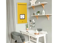 Banjado Pinnwände^Magnettafel 37x78cm Magnetwand Weiß Aus Metall Magnetpinnwand Pinnwand Inkl. 4 Magnete Motiv Briefkasten Gelb