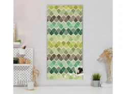 Banjado Magnettafel 37x78cm Magnetwand Silber Aus Metall Magnetpinnwand Pinnwand Inkl. 4 Magnete Motiv Vier Farben Grün