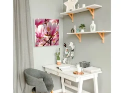 Banjado Pinnwände^Magnettafel 50x50cm Magnetwand Weiß Aus Metall Magnetpinnwand Pinnwand Inkl. 4 Magnete Motiv Magnolia