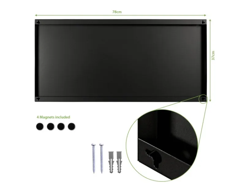 Banjado Magnettafel 78x37cm Magnetwand Schwarz Aus Metall Magnetpinnwand Pinnwand Inkl. 4 Magnete Motiv Blasse Holzlatten