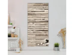 Banjado Pinnwände^Magnettafel 37x78cm Magnetwand Silber Aus Metall Magnetpinnwand Pinnwand Inkl. 4 Magnete Motiv Steinplatten