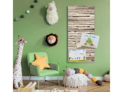 Banjado Pinnwände^Magnettafel 37x78cm Magnetwand Silber Aus Metall Magnetpinnwand Pinnwand Inkl. 4 Magnete Motiv Steinplatten