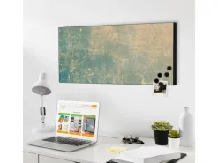 Banjado Pinnwände^Magnettafel 78x37cm Magnetwand Schwarz Aus Metall Magnetpinnwand Pinnwand Inkl. 4 Magnete Motiv Patina Grün