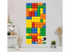 Banjado Pinnwände^Magnettafel 37x78cm Magnetwand Weiß Aus Metall Magnetpinnwand Pinnwand Inkl. 4 Magnete Motiv Bausteine