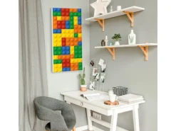 Banjado Pinnwände^Magnettafel 37x78cm Magnetwand Weiß Aus Metall Magnetpinnwand Pinnwand Inkl. 4 Magnete Motiv Bausteine