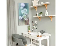 Banjado Pinnwände^Magnettafel 37x78cm Magnetwand Silber Aus Metall Magnetpinnwand Pinnwand Inkl. 4 Magnete Motiv Lauchblüte