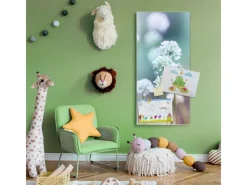 Banjado Pinnwände^Magnettafel 37x78cm Magnetwand Silber Aus Metall Magnetpinnwand Pinnwand Inkl. 4 Magnete Motiv Lauchblüte