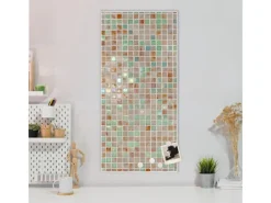 Banjado Pinnwände^Magnettafel 37x78cm Magnetwand Weiß Aus Metall Magnetpinnwand Pinnwand Inkl. 4 Magnete Motiv Grüne Fliesen