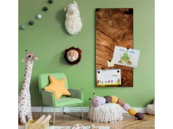 Banjado Magnettafel 37x78cm Magnetwand Schwarz Aus Metall Magnetpinnwand Pinnwand Inkl. 4 Magnete Motiv Trockenes Holz