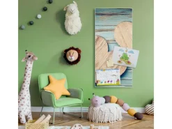 Banjado Magnettafel 37x78cm Magnetwand Weiß Aus Metall Magnetpinnwand Pinnwand Inkl. 4 Magnete Motiv Holz Herzen