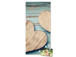 Banjado Magnettafel 37x78cm Magnetwand Weiß Aus Metall Magnetpinnwand Pinnwand Inkl. 4 Magnete Motiv Holz Herzen