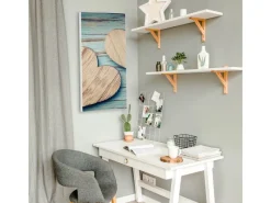 Banjado Magnettafel 37x78cm Magnetwand Weiß Aus Metall Magnetpinnwand Pinnwand Inkl. 4 Magnete Motiv Holz Herzen