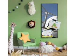 Banjado Pinnwände^Magnettafel 37x78cm Magnetwand Schwarz Aus Metall Magnetpinnwand Pinnwand Inkl. 4 Magnete Motiv Fußball