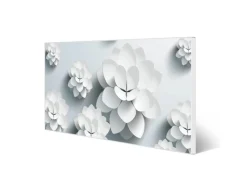 Banjado Pinnwände^Magnettafel 78x37cm Magnetwand Weiß Aus Metall Magnetpinnwand Pinnwand Inkl. 4 Magnete Motiv Papier Lotus