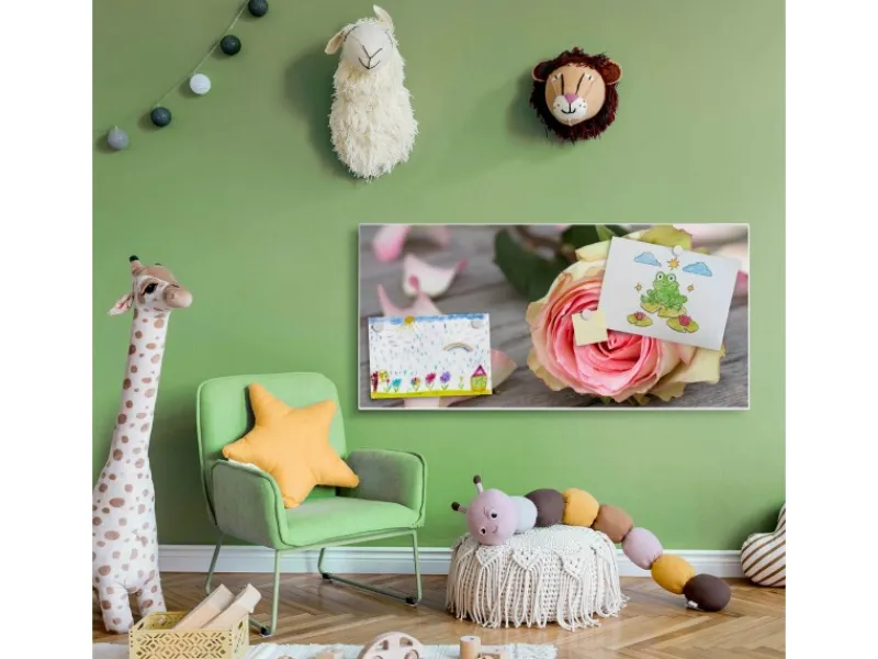 Banjado Pinnwände^Magnettafel 78x37cm Magnetwand Weiß Aus Metall Magnetpinnwand Pinnwand Inkl. 4 Magnete Motiv Rosa Rose