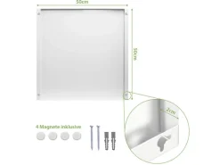 Banjado Pinnwände^Magnettafel 50x50cm Magnetwand Weiß Aus Metall Magnetpinnwand Pinnwand Inkl. 4 Magnete Motiv Weiße Kirschblüten