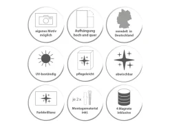 Banjado Magnettafel 78x37cm Magnetwand Silber Aus Metall Magnetpinnwand Pinnwand Inkl. 4 Magnete Motiv Jahresringe
