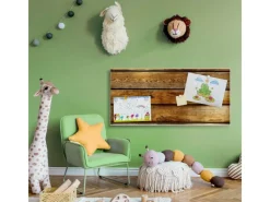 Banjado Pinnwände^Magnettafel 78x37cm Magnetwand Weiß Aus Metall Magnetpinnwand Pinnwand Inkl. 4 Magnete Motiv Holzbretter