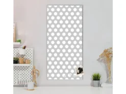 Banjado Pinnwände^Magnettafel 37x78cm Magnetwand Silber Aus Metall Magnetpinnwand Pinnwand Inkl. 4 Magnete Motiv Punkte Grau