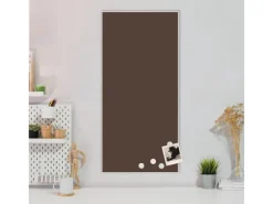 Banjado Pinnwände^Magnettafel 37x78cm Magnetwand Weiß Aus Metall Magnetpinnwand Pinnwand Inkl. 4 Magnete Motiv Schokobraun