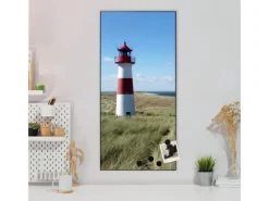 Banjado Wanddekoration|Pinnwände^Magnettafel 37x78cm Magnetwand Schwarz Aus Metall Magnetpinnwand Pinnwand Inkl. 4 Magnete Motiv Leuchtturm